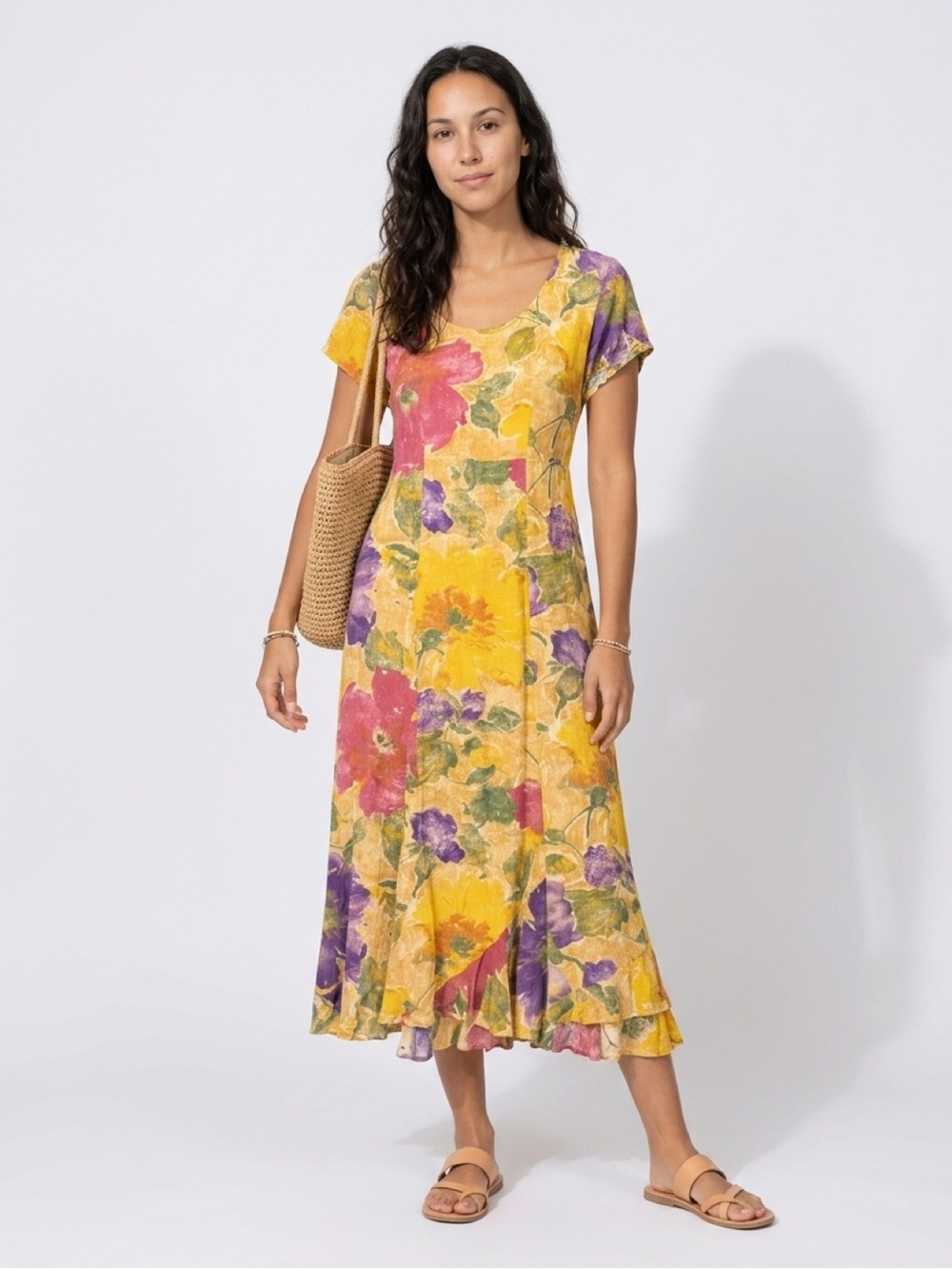 Jams World countryside Floral Maxi market  Dress with Pink and Purple Blooms